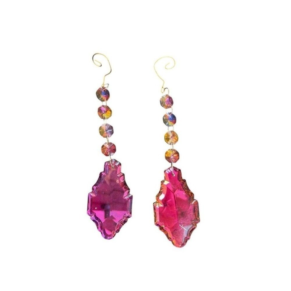 'Sparkling‎ Crystal Chandelier Ornaments Pink Purple AB Beads Hanging Decor Ad